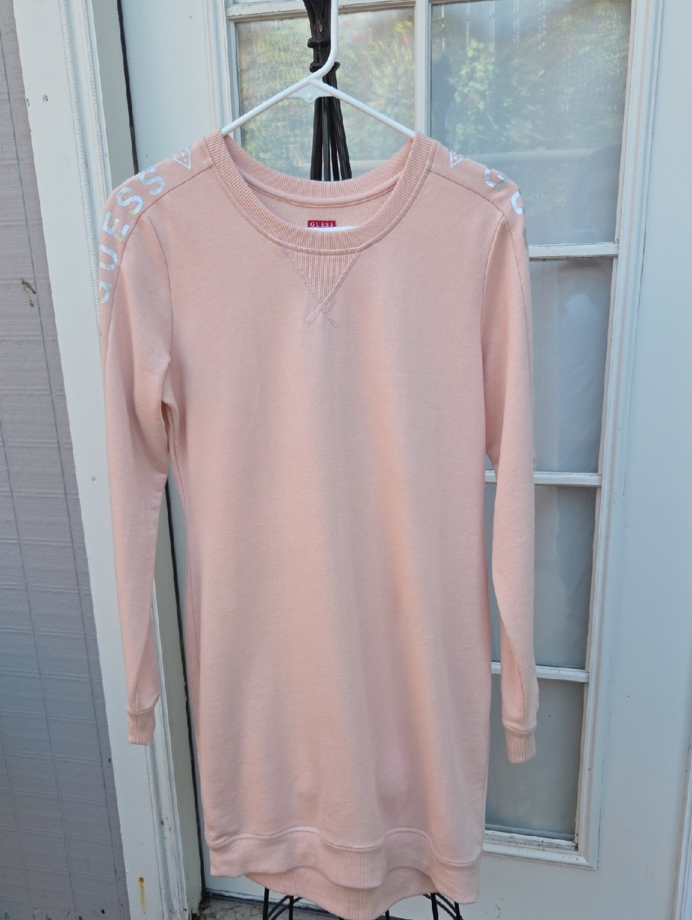 Guess Light Pink Logo-Taped Sweater Dress